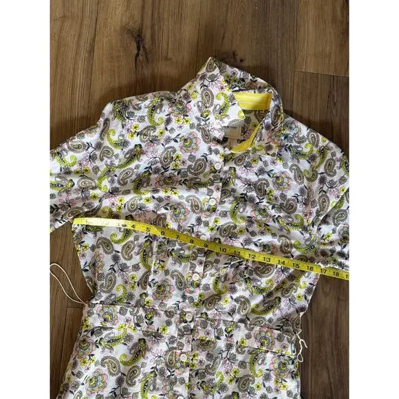 Court & Rowe Shirt Dress Paisley Floral Pink Yellow Tie Waist Women 6 - Picture 7 of 9